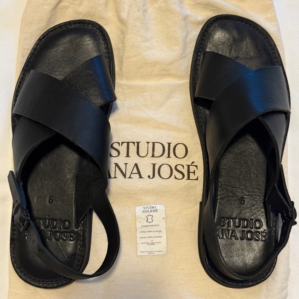 Made in Mexico Studio San Jose Black Leather Sandals